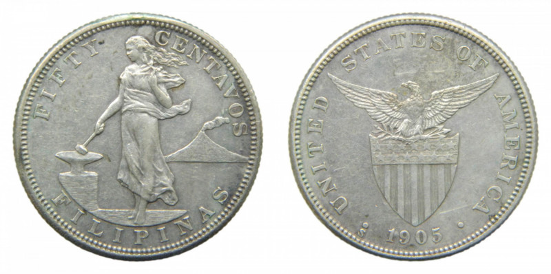 FILIPINAS / PHILIPPINES. 1905 S. 50 centavos. (KM#167). Ar.
mbc