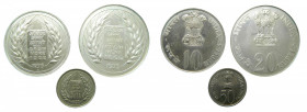 INDIA. Republica. Set 3 monedas 20 y 10 Rupias 50 Paisa. 1973 (KM#62-188-240) Cu-Ni. Ar
sc