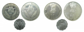 INDIA. Republica. Set 3 monedas 20 y 10 Rupias 10 Paisa. 1974 (KM#28-189-255) Cu-Ni. Ar
sc