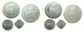 INDIA. Republica. Set 4 monedas 20 y 10 Rupias. 5 y 10 Paisa. 1977 (KM#20-31-192-257) Cu-Ni. Ar
sc
