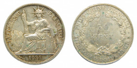 INDO-CHINA FRANCESA. 1936. 50 Cents. (KM#4a.2). Ar.
ebc-