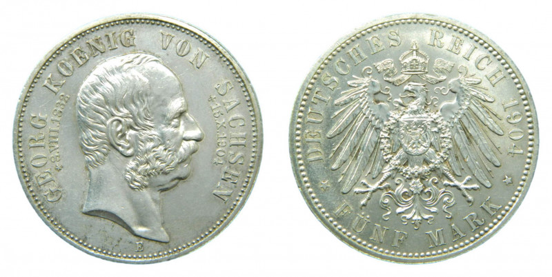 ALEMANIA / GERMANY. Sajonia / Saxony. Jorge. 1904. 5 Marcos. Muerte del rey. AR....