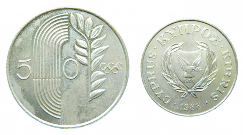 CHIPRE / CYPRUS. 1988. 50 cents. (KM#60). Cu-Ni. 
sc