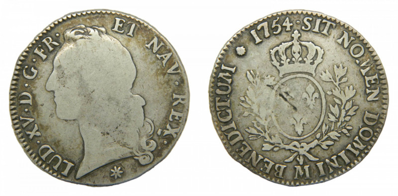 FRANCIA / FRANCE. Louis XV. 1754 M. Toulouse. Ecu. (KM#512.13). Ar. 
bc