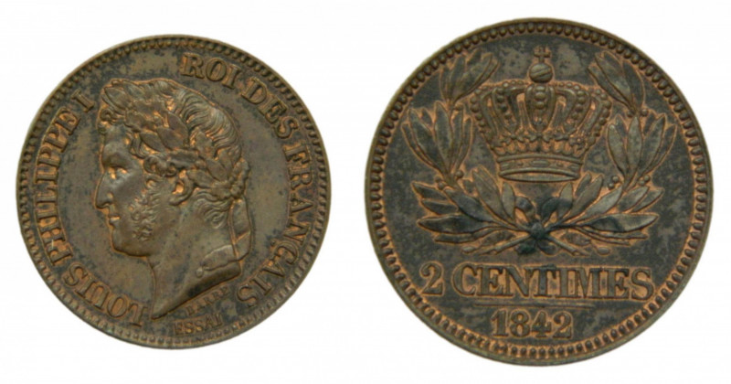 FRANCIA / FRANCE . 1842. 2 céntimos. (G. 97). Essai. Louis Philippe I. 
sc-