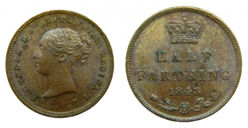 GRAN BRETAÑA / GREAT BRITAIN. Victoria. 1843. 1/2 Farthing. (KM#738). Cu. 
ebc+...