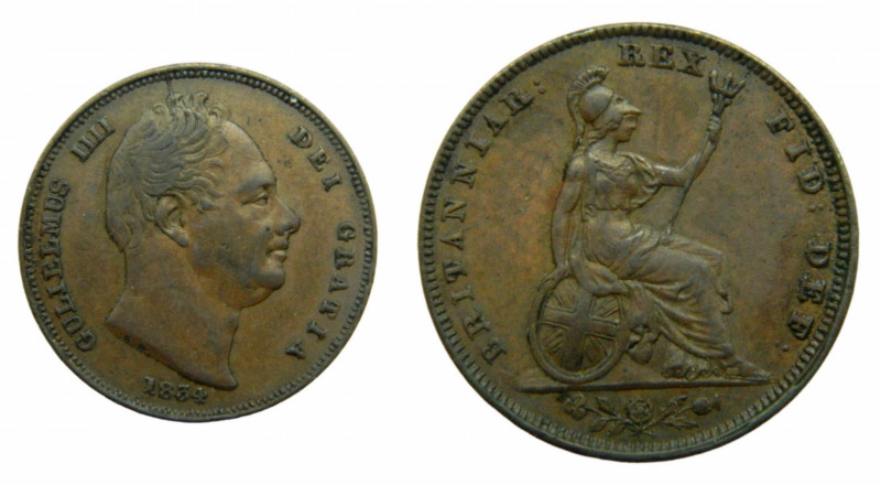 GRAN BRETAÑA / GREAT BRITAIN. Guillermo IV. 1834. Farthing. (KM#705). Cu. 
ebc