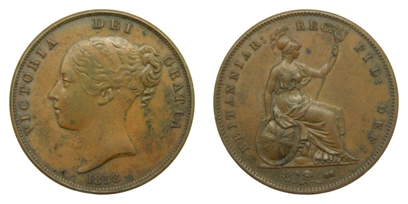 GRAN BRETAÑA / GREAT BRITAIN. Victoria. 1858. Penny. (KM#739). Cu. 
ebc-