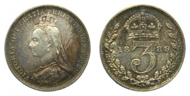 GRAN BRETAÑA / GREAT BRITAIN. Victoria. 1889. 3 pence. (KM#758). Ar. 
sc