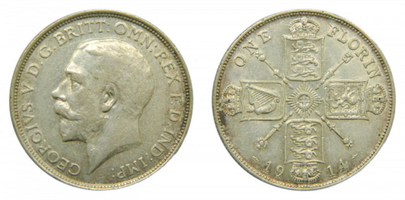 GRAN BRETAÑA / GREAT BRITAIN. Jorge V. 1914. Florin (2 shillings). (KM#817). Ar....