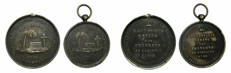 HOLANDA / NETHERLANDS. Lote de 2 medallas de plata. 1825. Amsterdam
(bc+/mbc+)