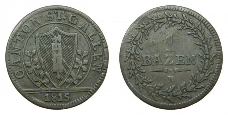 ESTADOS SUIZOS / SWISS CANTONS. SAINT GALL. 1815 K. Batzen. (KM#110). 
mbc