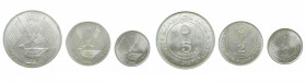 AJMAN (UAE). 1390 H / 1970 AD. Serie de 3 monedas: 1, 2 y 5 Riyals. (KM#1-3). Ar.
sc