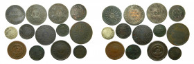 ARGENTINA. Lote de 13 monedas. Siglo XIX. Diferentes años y valores. A catalogar.
bc
