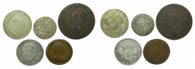 AUSTRIA. Lote de 5 monedas. Siglo XVIII-XIX. Diferentes años y valores, platas y cobres. Muy interesante.
mbc