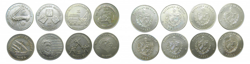 CUBA. Lote de 8 monedas de 1 peso. 1980/83/84/85/86/89 
sc