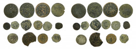 ESPAÑA / SPAIN. Lote de 14 monedas. Siglos XVI-XVII. Incluye 1 de plata de Mallorca. A Clasificar.
bc