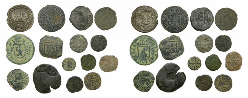 ESPAÑA / SPAIN. Lote de 15 monedas. Desde época medieval hasta el siglo XVII. Al...