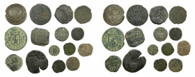 ESPAÑA / SPAIN. Lote de 15 monedas. Desde época medieval hasta el siglo XVII. Algunas escasas. A Clasificar.
bc