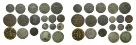 ESPAÑA / SPAIN. Lote de 19 monedas. Siglos XVII-XIX. Incluye 6 de plata. A clasificar.
bc