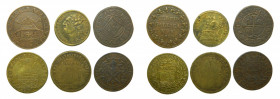 FRANCIA / FRANCE. Lote de 6 jetones. Siglos XVI-XVIII. Muy interesante. latón y cobre. A identificar.
mbc