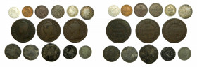 FRANCIA / FRANCE.14 monedas. Siglo XVII-XVIII-XIX. Platas y cobres. A clasificar.
bc/mbc