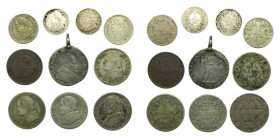ITALIA / ITALY. Estados papales. Lote de 10 monedas. Siglo XIX. La mayoría de plata. Muy interesante. 
mbc-