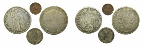 PAISES BAJOS - HOLANDA / NETHERLANDS. Lote 4 monedas. Siglos XVIII-XX. 3 de plata. A identificar-
bc