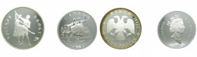 RUSIA Y CANADA. Lote 2 monedas 3 rublos y 1 dolar. 1993/2001. (Y·323)(KM#414) Ar. 
proof