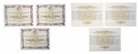 ANDORRA. 50 céntimos. 3 billetes correlativos. 1936. Marrón. (T. 12b). (KM#5). (19-12-1936). Local paper issues of the Spanish Civil War. RARO en esta...