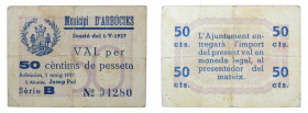 Catalunya. Municipi d´Arbúcies. 50 cèntims. 1 Maig 1937. AT-176.
mbc