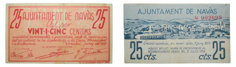 Catalunya. Ajuntament de Navàs. 25 cèntims. Juny 1937. AT-1650.
mbc+