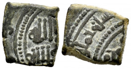 Kingdom of Taifas. Muhammad Ibn Sa´d. Fractional Dirham. 458 H. Taifa of Valencia. (Vives-1976). Ae. 1,36 g. Manquso Nº12, Pag. 94 this coin. Scarce M...