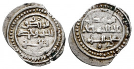 Kingdom of Taifas. Umar Al-Mutawakil. Fractional Dirham. 460-487 H. Taifa of Badajoz. (Vives-1016). (Prieto-385). Ag. 1,02 g. Very rare. Magnificent p...