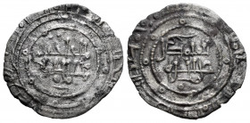 Kingdom of Taifas. Umar Al-Mutawakil. Dirham. 460-487 H. Taifa de Badajoz. (Vives-1007). (Prieto-378a). Ve. 2,11 g. Unusual rich billon for this type....
