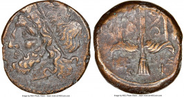 SICILY. Syracuse. Hieron II (ca. 275-215 BC). AE litra (19mm, 12h). NGC XF. Head of Poseidon left, wearing taenia / ΙΕΡΩ-ΝΟΣ/Θ-Φ, trident head, dolphi...