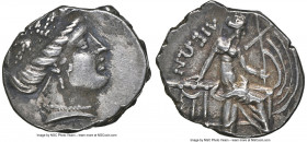 EUBOEA. Histiaea. Ca. 3rd-2nd centuries BC. AR tetrobol (15mm, 2.17 gm, 11h). NGC Choice XF 4/5 - 3/5. Head of nymph right, wearing vine-leaf crown, e...