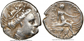 EUBOEA. Histiaea. Ca. 3rd-2nd centuries BC. AR tetrobol (13mm, 11h). NGC Choice VF. Head of nymph right, wearing vine-leaf crown, earring and necklace...
