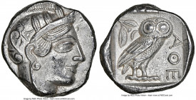ATTICA. Athens. Ca. 440-404 BC. AR tetradrachm (24mm, 17.15 gm, 11h). NGC Choice AU 5/5 - 4/5. Mid-mass coinage issue. Head of Athena right, wearing e...