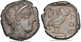 ATTICA. Athens. Ca. 440-404 BC. AR tetradrachm (24mm, 17.14 gm, 1h). NGC Choice AU 5/5 - 4/5. Mid-mass coinage issue. Head of Athena right, wearing ea...