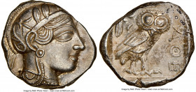 ATTICA. Athens. Ca. 440-404 BC. AR tetradrachm (24mm, 17.18 gm, 11h). NGC Choice AU 5/5 - 3/5. Mid-mass coinage issue. Head of Athena right, wearing e...