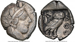 ATTICA. Athens. Ca. 440-404 BC. AR tetradrachm (26mm, 17.12 gm, 6h). NGC AU 5/5 - 3/5. Mid-mass coinage issue. Head of Athena right, wearing earring, ...