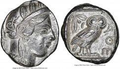 ATTICA. Athens. Ca. 440-404 BC. AR tetradrachm (25mm, 17.13 gm, 7h). NGC Choice XF 5/5 - 4/5. Mid-mass coinage issue. Head of Athena right, wearing ea...