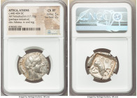 ATTICA. Athens. Ca. 440-404 BC. AR tetradrachm (27mm, 17.13 gm, 10h). NGC Choice XF 5/5 - 3/5. Mid-mass coinage issue. Head of Athena right, wearing e...
