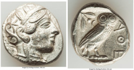 ATTICA. Athens. Ca. 440-404 BC. AR tetradrachm (25mm, 17.17 gm, 8h). Choice XF. Mid-mass coinage issue. Head of Athena right, wearing earring, necklac...