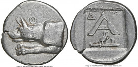 ARGOLIS. Argos. Ca. 330-250 BC. AR triobol (16mm, 7h). NGC Choice VF. Forepart of wolf at bay left; Θ above / Large A; Δ-E across upper fields, eagle ...