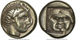 LESBOS. Mytilene. Ca. 454-427 BC. EL sixth-stater or hecte (10mm, 2.54 gm, 1h). NGC Choice VF 4/5 - 2/5, scuffs Head of Actaeon right, with wavy hair,...