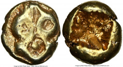 IONIA. Uncertain mint. Ca. 625-550 BC. EL 1/24 stater or myshemihecte (6mm, 0.56 gm). NGC Choice VF 5/5 - 5/5. Lydo-Milesian standard. Symmetrical geo...
