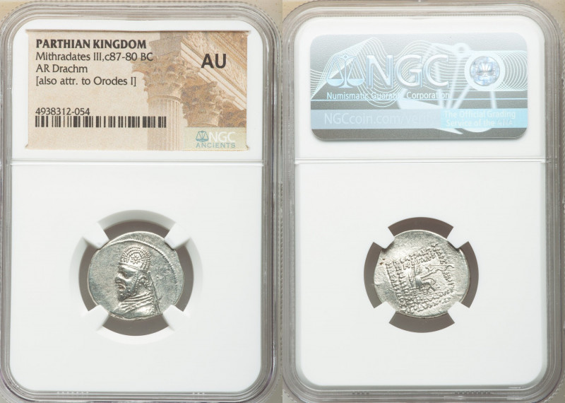 PARTHIAN KINGDOM. Mithradates III (ca. 87-80 BC). AR drachm (20mm, 11h). NGC AU....