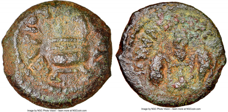 JUDAEA. Roman Procurators. Pontius Pilate (AD 26-36). AE prutah (16mm, 11h). NGC...